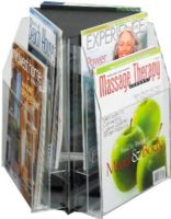 Safco 5698CL Reveal™ 6 Magazine Tabletop Displays, Rotating crystal clear acrylic display, 2-tier design, Easy to spin, Each pocket holds 1" of printed material, 6 Pockets, 15" W x 15" D x 14" H Overall, UPC 073555569803 (5698CL 5698-CL 5698 CL SAFCO5698CL SAFCO-5698CL SAFCO 5698CL) 