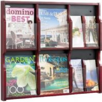 Safco 5703MH Expose 6 Pocket Magazine/12 Pocket Pamphlet Display Wall Rack, Decorative screw covers to match masonite backing, Removable dividers, 29.75" W x 2.50" D x 26.25" H, Mahogany/Black Finish, UPC 073555570328 (5703MH  5703-MH  5703 MH SAFCO5703MH SAFCO-5703MH SAFCO 5703MH) 