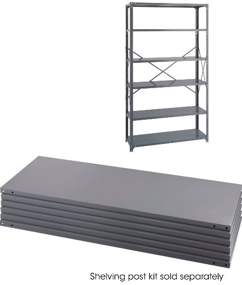 Safco 6253 Industrial 6 Shelf Pack, Dark gray color, Steel construction, UPC 073555625301 (6253 SAFCO6253 SAFCO-6253 SAFCO 6253)