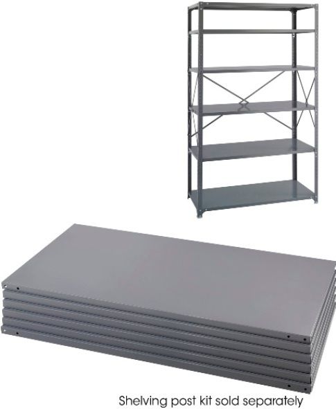 Safco 6255 Industrial 6 Shelf Pack, Dark gray color, Steel construction, Loads up to 1,250 lbs / shelf, 85