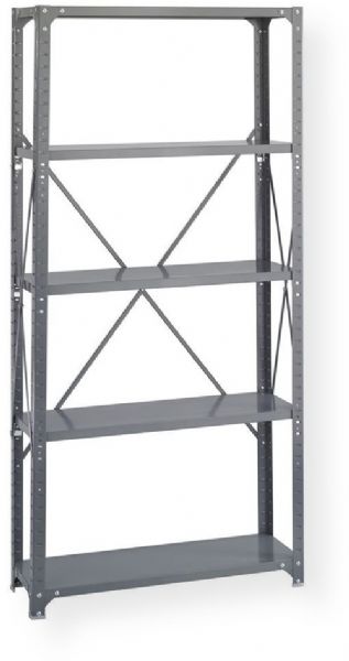 Safco 6265 Commercial Steel Shelving, 5 Shelf count, 750 lbs Shelf capacity, Box beam shelf design, Double sided compression clips, Features corner brackets and hat channel, 36