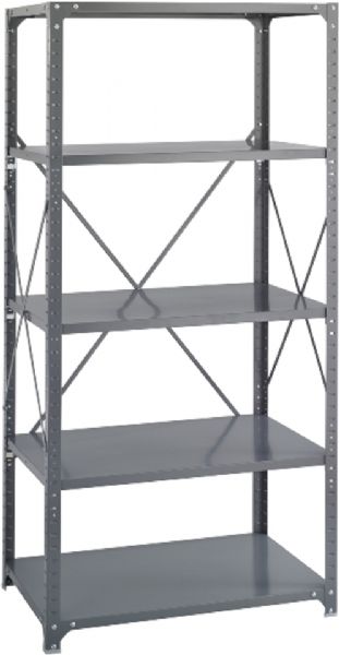 Safco 6267 Commercial 4 Shelf Shelving Unit Starter, Loads up to 750 lbs / shelf, 4 Shelves, Thick steel construction, Double-sided compression clips, Durable box beam design, 75