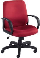 Safco 6301BG Poise Executive Mid-Back Seat, Full 360 degree swivel, 21" W x 18.5" D Seat, 37" Minimum Overall Height - Top to Bottom, 42" Maximum Overall Height - Top to Bottom, Pneumatic seat height control, tilt tension and tilt control, Loop arms, Armed, 27" W x 27" D Overall, Burgundy Color, UPC 073555630114 (6301BG 6301-BG 6301 BG SAFCO6301BG SAFCO-6301BG SAFCO 6301BG) 