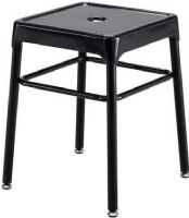 Safco 6604BL Steel Guest Stool, 18" Seat Height, 13" W x 13" D Seat Size, 0 deg Adjustability - Tilt, 250 lbs capacity, 15.25" W x 15.25" D Base Dimensions, Guest-height chair, Square seat, Center hole for carrying, Steel construction, Powder coat finish, Black Finish, UPC 073555660425 (6604BL 6604-BL 6604 BL SAFCO6604BL SAFCO-6604-BL SAFCO 6604 BL) 
