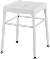 Safco 6604WH Steel Guest Stool, 18" Seat Height, 13" W x 13" D Seat Size, 0 deg Adjustability - Tilt, 250 lbs capacity, 15.25" W x 15.25" D Base Dimensions, Guest-height chair, Square seat, Center hole for carrying, Steel construction, Powder coat finish, White Finish, UPC 073555660494 (6604WH 6604-WH 6604 WH SAFCO6604WH SAFCO-6604-WH SAFCO 6604 WH) 