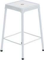Safco 6605WH Steel Counter Stool, 0 deg Adjustability - Tilt, 17.75" Square seat, 250 lbs Capacity, 25" Seat Height, 13" W x 13" D Seat Size, 17.75" W x 17.75" D Base Dimensions, Counter or Bar type, Center hole, Foot ring, Nylon glides, Stackable up to 3 chairs high, Steel construction, Eco-friendly powder coat finish, UPC 073555660593, White Finish (6605WH 6605-WH 6605-WH SAFCO6605WH SAFCO 6605 WH SAFCO-6605-WH) 