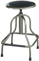 Safco 6665 Diesel High Base without Back, Steel frame and clear coat Pewter finish, 22 - 27" Seat Height, 14" D Seat, Built to hold up under rugged use, Screw lift manually adjusts the leather padded seat, Durable non-marring rubber feet protect floors, 16.5" W x 16.5" D x 22 - 27" H Overall, UPC 073555666502 (6665 SAFCO6665 SAFCO-6665 SAFCO 6665) 