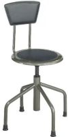 Safco 6668 Industrial Drafting Stool with Back, Leather padded steel back, 16 - 22" Seat Height, 14" D Seat , 12" W x 7" H Back, Steel frame and clear coat Pewter finish, Low base design works well for shop or low workbench use, Screw lift manually adjusts the leather padded sea, 15" W x 15" D x 30" H Overall, Black Color, UPC 073555666809 (6668 SAFCO6668 SAFCO-6668 SAFCO 6668) 