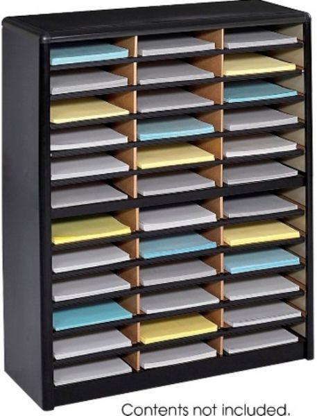 Safco 7121BL Value Sorter Literature Organizer, 550 x Sheet Item Capacity, 36 Total Number of Compartments, Fiberboard Compartment Material, 2.50