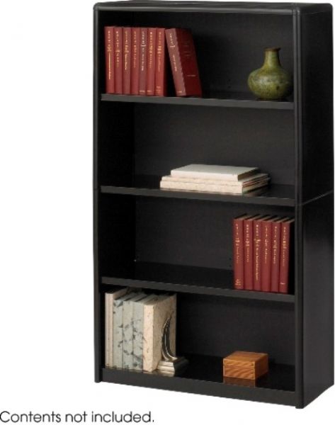Safco 7172BL ValueMate Economy Bookcase, 4 Total Number of Shelves, 3 Number of Adjustable Shelves, 1 Number of Fixed Shelves, Fiberboard, Plastic, Steel, 31.75
