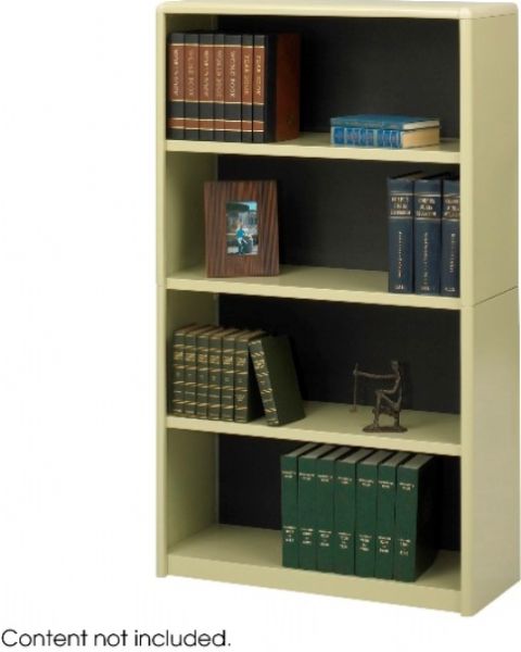 Safco 7172SA ValueMate Economy Bookcase, 4 Total Number of Shelves, 3 Number of Adjustable Shelves, 1 Number of Fixed Shelves, Fiberboard, Plastic, Steel, 31.75