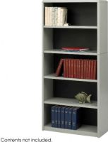 Safco 7173GR ValueMate Economy Bookcase, 5 Total Number of Shelves, 4 Number of Adjustable Shelves, 1 Number of Fixed Shelves, Book Storage Application/Usage, Steel, Fiberboard, Plastic, Gray Color, UPC 073555717334 (7173GR 7173-GR 7173 GR SAFCO7173GR SAFCO-7173GR SAFCO 7173GR) 