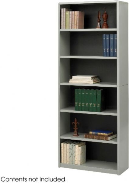 Safco 7174GR Value Mate Bookcase, 6 Total Number of Shelves, 5 Number of Adjustable Shelves, 1 Number of Fixed Shelves, 31.75