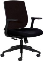 Safco 7202BL Bliss Mid Back Management Chair, Fixed arms, 20.50" W x 20 D Seat Size, 18" W x 19.50" H Back Size, 15" to 18.50" Seat Height, Synchro seat mechanism, Black print fabric, Five-star base, Mid back chair, Simple synchro mechanism, UPC 073555720228, Black Color (7202BL 7202-BL 7202 BL SAFCO7202BL SAFCO-7202BL SAFCO 7202BL) 