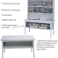 Safco 7749GR E-Z Sort Sorting Table, 30" Table Top Length, 60"  Table Top Width, 28" to 36" of Table Base Height Adjustment, Rectangle Table Top Shape, Enamel Finishing, UPC 073555774931 (7749GR 7749-GR 7749 GR SAFCO7749GR SAFCO-7749GR SAFCO 7749GR) 
