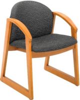 Safco 7900BL1 Urbane Medium Oak Side Chair with Arms, 250 lb Maximum Load Capacity, Wood - Medium Oak Frame, SLED Base Base, Lumbar Support Features, Black Color, 22.75" W x 23" D x 31.25" H, UPC 073555790023 (7900BL1 7900-BL1 7900 BL1 SAFCO7900BL1 SAFCO-7900BL1 SAFCO 7900BL1) 