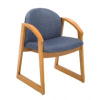 Safco 7900BU1 Urbane Medium Oak Side Chair with Arms, 250 lb Maximum Load Capacity, Wood - Medium Oak Frame, SLED Base Base, Lumbar Support Features, Blue Color, 22.75" W x 23" D x 31.25" H, UPC 073555790054 (7900BU1 7900-BU1 7900 BU1 SAFCO7900BU1 SAFCO-7900BU1 SAFCO 7900BU1) 