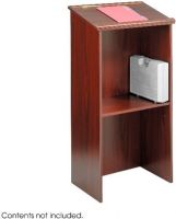Safco 8915MH Stand-Up Lectern, 23" Table Top Width, 15.75" Table Top Depth, 2.50" of Lectern Height Adjustment, Laminated Finishing, 20.50" W x 12.75" D Compartment Size, Leveling Glide Features, Mahogany  Color, UPC 073555891522 (8915MH 8915-MH 8915 MH SAFCO8915MH SAFCO-8915MH SAFCO 8915MH) 