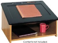 Safco 8916MO Tabletop Lectern, Black slanted platform, One open shelf, 0.75" Top Thickness, Furniture grade compressed wood, 13.5" H x 24" W x 20" D Overall, Medium Oak Finish, UPC 073555891607 (8916MO 8916-MO 8916 MO SAFCO8916MO SAFCO-8916MO SAFCO 8916MO) 