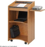 Safco 8918MO Executive Mobile Lectern, 23.75" Table Top Width, 20" Table Top Depth, Rectangle Table Top Shape, 4 Number of Casters, 2" Caster Size, Locking Wheels Caster Type, 1Number of Trays, 3 Number of Shelves, 750 mil Thickness, Laminated Finishing, Medium Oak Color, 46" H x 25.3" W x 19.8" D, UPC 073555891805 (8918MO 8918-MO 8918 MO SAFCO8918MO SAFCO-8918MO SAFCO 8918MO) 