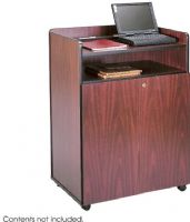 Safco 8919MH Presentation Stand, 4 Number of Casters, Swivel Casters Type, Laminate Finishing, Accessory Tray, Locking Mechanism, Adjustable Shelf, Lockable Caster, Cam Lock, Mahogany Color, 40.8" H x 29.5" W x 20.5" D, UPC 073555891928 (8919MH SAFCO8919MH SAFCO-8919MH SAFCO 8919MH) 