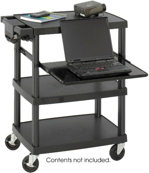 Safco 8929BL Multimedia Projector Cart, 4 Shelf, 80 lbs Weight Capacity, 24.5
