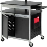 Safco SAFCO8941BL Scoot Flat Panel Multimedia Cart, Holds up to 42" monitors, Pullout Shelf, Wheels, 3 Number of Shelves, 39.5" W Overall, 4" W x 4" D Caster, 68'' H x 39.5'' W x 27'' D, Stores tapes and DVDs, Locking steel ventilated cabinet, Mobile on four casters, Mobile on four casters, UPC 073555894127 (8941BL 8941-BL 8941 BL SAFCO8941BL SAFCO-8941BL SAFCO 8941BL) 
