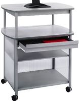 Safco 8942GR Impromptu AV Cart with Storage Drawer, 4 Total Number of Shelves, 36.50" Width x 26" Depth Platform Size, 28" Maximum Screen Size Supported, 350 lb Maximum Load Capacity, 4 Number of Casters, For use with Monitors Size up to 28", Locking Wheels Caster Type, Laminate and Powder Coated Finishing, Electrical Outlet Features, Polycarbonate, UPC 073555894233 (8942GR 8942 GR 8942-GR SAFCO8942GR SAFCO-8942GR SAFCO 8942GR) 