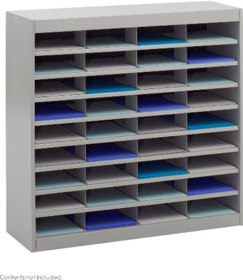 SAFCO 9221GRR E-Z Stor Literature Organizer, 36 Letter Size Compartments Gray  Assembly Required: Yes. Dimensions: 37 1/2