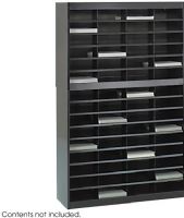 Safco 9231BLR Literature Organizer, 750 x Sheet Item Capacity, 60 Total Number of Compartments, Steel Compartment Material, 3" H x 9" W x 12.25" D Compartment Dimensions, Floor Placement, Enamel Finishing, Interlockable Features, Black Color, 60" H x 37.5" W x 12.8" D, UPC 073555923124 (9231BLR 9231-BLR 9231 BLR SAFCO9231BLR SAFCO-9231BLR SAFCO 9231BLR) 