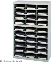 Safco 9274GR E-Z Stor Project Center Organizer, Rectangle Shape, 1500 x Sheet Item Capacity, 40 lb Maximum Load Capacity, 30 Total Number of Compartments, 4.75" Compartment Height, 12" Compartment Width, 15" Compartment Depth, Floor Placement, Paper Storage, Document Storage, Literature Organization, Brochure, Pamphlet, Interlockable, Label Holder, Durable, Gray Color, 60" H x 37.5" W x 15.8" D, UPC 073555927436 (9274GR 9274-GR 9274 GR SAFCO9274GR SAFCO-9274GR SAFCO 9274GR) 