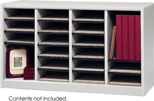 Safco 9311GR E-Z Stor Wood Literature Organizer, Rectangle Shape, 750 x Sheet Item Capacity, 24 Total Number of Compartments, 3