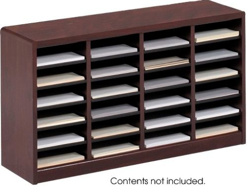 Safco 9311MH E-Z Stor Wood Literature Organizer, Rectangle Shape, 750 x Sheet Item Capacity, 24 Total Number of Compartments, 3