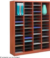 Safco 9331CY E-Z Stor Literature Rack, Rectangle Shape, 750 x Sheet Item Capacity, 60 Total Number of Compartments, 3" Compartment Height, 9" Compartment Width, 11" Compartment Depth, Laminate Finishing, Cherry Color, 40" W x 11.8" D x 52.3" H, Fiberboard, Hardboard, Wood,  UPC 073555933147 (9331CY 9331-CY 9331 CY SAFCO9331CY SAFCO-9331CY SAFCO 9331CY) 