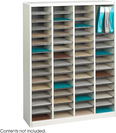 Safco 9331GR E-Z Stor Literature Rack, Rectangle Shape, 750 x Sheet Item Capacity, 60 Total Number of Compartments, 3
