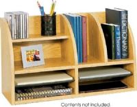 Safco 9417MO Radius Front Eight Compartment Desktop, Allows convenient access to stored materials, Black plastic molding that serves as a labeling system, Two adjustable shelves form up to four letter size compartments, 26" W x 9.75" D x 15.50" H, UPC 073555941708, Medium Oak Finish (9417MO 9417-MO 9417 MO SAFCO9417MO SAFCO-9417MO SAFCO 9417MO) 