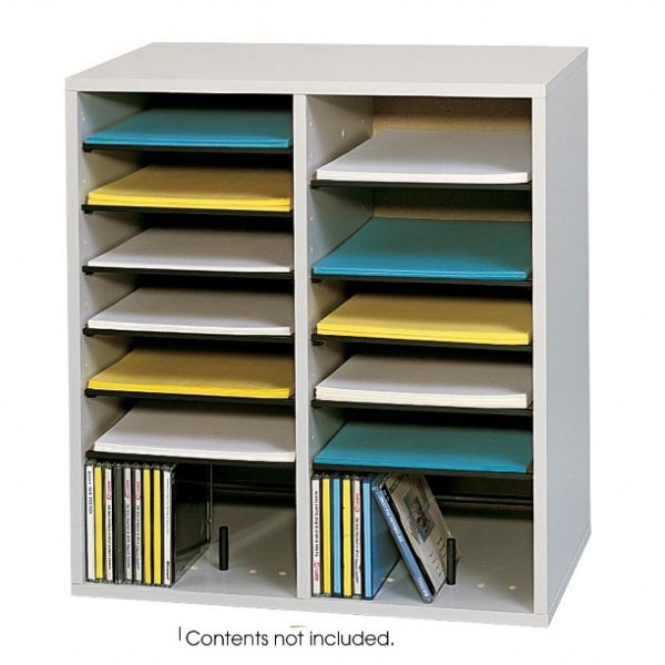 Safco 9422GR Compartments Adjustable Shelves Literature Organizer, 16 Total Number of Compartments, 2.50