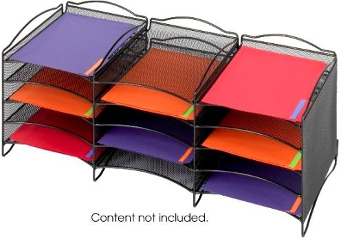 Safco 9430BL Onyx 12 Compartment Mesh Literature Organizer, Smart way to make efficiency more convenient, Steel Mesh Construction, Connector clips are included, 9.5