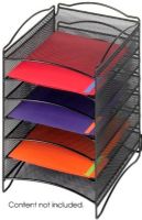Safco 9431BL Onyx™ 6 Compartment Mesh Literature Organizer, Smart way to make efficiency more convenient, Steel Mesh Construction, Connector clips, 9.5" W x 12.25" D x 1.75" H Compartments, 10.25" W x 12.5" D x 15" H Overall, Black Color, UPC 073555943122 (9431BL 9431-BL 9431 BL SAFCO9431BL SAFCO-9431BL SAFCO 9431BL) 