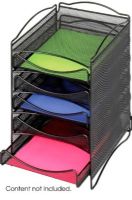 Safco 9432BL Onyx™ 5 Drawer Mesh Literature Organizer, Impact and moisture resistant high-density polyethylene, Built-in UV inhibitors, Waste opening is 12", 10.25" W x 12.75" D x 15.25" H, Connectors allow multiple units to attach to anchoring point, Black Color, UPC 073555943221 (9432BL 9432-BL 9432 BL SAFCO9432BL SAFCO-9432BL SAFCO 9432BL) 