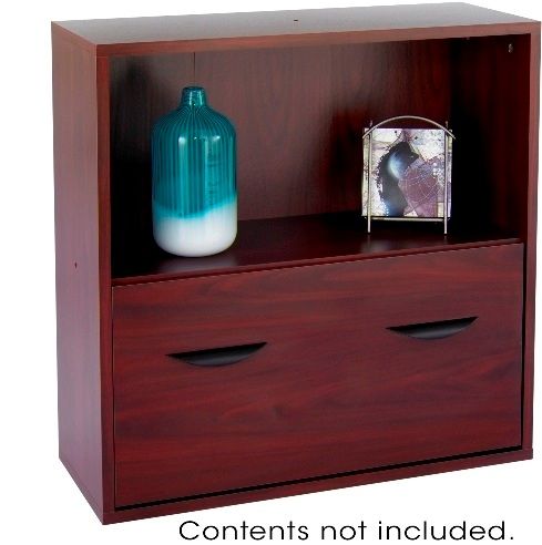 Safco 9445MH Aprs Modular Storage Shelf with Lower File Drawer, 75 lb Load Capacity, File Storage Application/Usage, Stackable Features, 0.75'' Grade wood furniture construction, Mahogany Color, UPC 073555944525 (9445MH 9445-MH 9445 MH SAFCO9445MH SAFCO-9445MH SAFCO 9445MH)