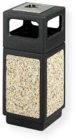 Safco 9470NC Ash Urn Side Open Receptacle, Square Shape, 15 Gallon Capacity, Polyethylene Materials, Textured with Aggregate Panels Finish, 4.5'' H x 9.5'' W Side Opening, 32.75" H x 13.75" W x 13.75" D, Black, UPC 073555947007 (9470NC 9470-NC 9470 NC SAFCO9470NC SAFCO-9470NC SAFCO 9470NC) 