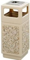 Safco 9470TN Ash Urn Side Open Receptacle, Square Shape, 15 Gallon Capacity, Polyethylene Materials, Textured with Aggregate Panels Finish, 4.5'' H x 9.5'' W Side Opening, 32.75" H x 13.75" W x 13.75" D, Tan, UPC 073555947069 (9470TN 9470-NC 9470 NC SAFCO9470TN SAFCO-9470TN SAFCO 9470TN) 
