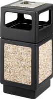 Safco 9473NC Ash Urn Side Open Receptacle, 38 gal Capacity, Square Shape, 9.50" W x 4.50" L Opening Size, Side opening unit, Grab Bag system holds liner bags in place and out of sight, Unit is fully adaptable for anchoring and weighting devices to prevent vandalism and theft, Constructed of high-density polyethylene to withstand extreme weather conditions, Black Finish, UPC 073555947304 (9473NC 9473-NC 9473 NC SAFCO9473NC SAFCO-9473NC SAFCO 9473NC) 