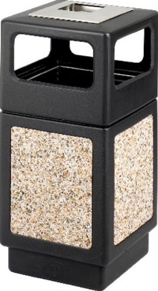 Safco 9473NC Ash Urn Side Open Receptacle, 38 gal Capacity, Square Shape, 9.50