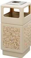 Safco 9473TN Ash Urn Side Open Receptacle, 38 gal Capacity, Square Shape, 9.50" W x 4.50" L Opening Size, Side opening unit, Grab Bag system holds liner bags in place and out of sight, Unit is fully adaptable for anchoring and weighting devices to prevent vandalism and theft, Constructed of high-density polyethylene to withstand extreme weather conditions, Tan Finish, UPC 073555947366 (9473TN 9473-TN 9473 TC SAFCO9473TN SAFCO-9473TN SAFCO 9473TN) 