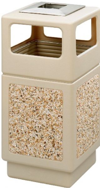 Safco 9473TN Ash Urn Side Open Receptacle, 38 gal Capacity, Square Shape, 9.50