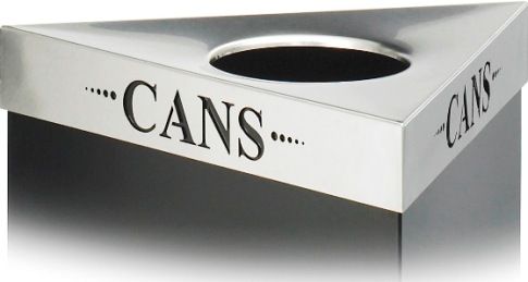 Safco 9560CZ Trifecta Cans Lid, Laser cut ''Cans'' inscription, Trifecta collection, Stainless steel lid, 20