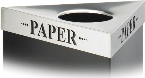 Safco 9560PA Trifecta Paper Lid, Laser cut ''Paper'' inscription, Trifecta collection, Stainless steel lid, 20