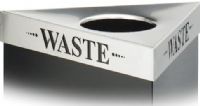 Safco 9560WA Trifecta Waste Lid, Laser cut ''Waste'' inscription, Trifecta collection, Stainless steel lid, 20" W x 20" D x 3" H, UPC 073555956023 (9560WA 9560-PC 9560 PC SAFCO9560WA SAFCO-9560WA SAFCO 9560WA) 